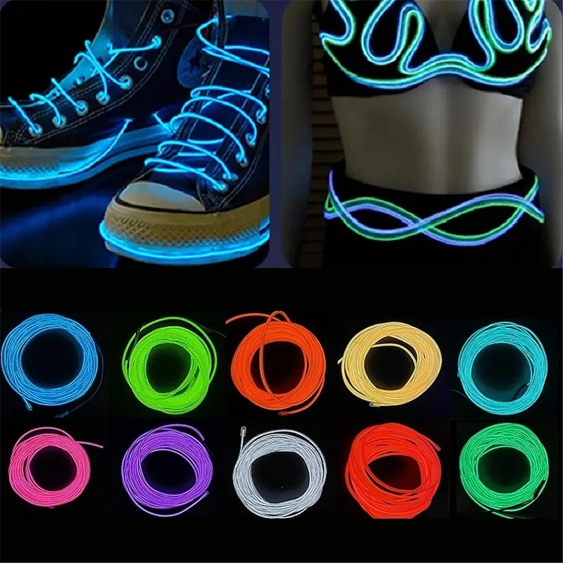 5m EL Wire for Car Interior Strip Lights with USB Flexible LED Neon Atmosphere Ambient Rope Tape Light for Car Door2