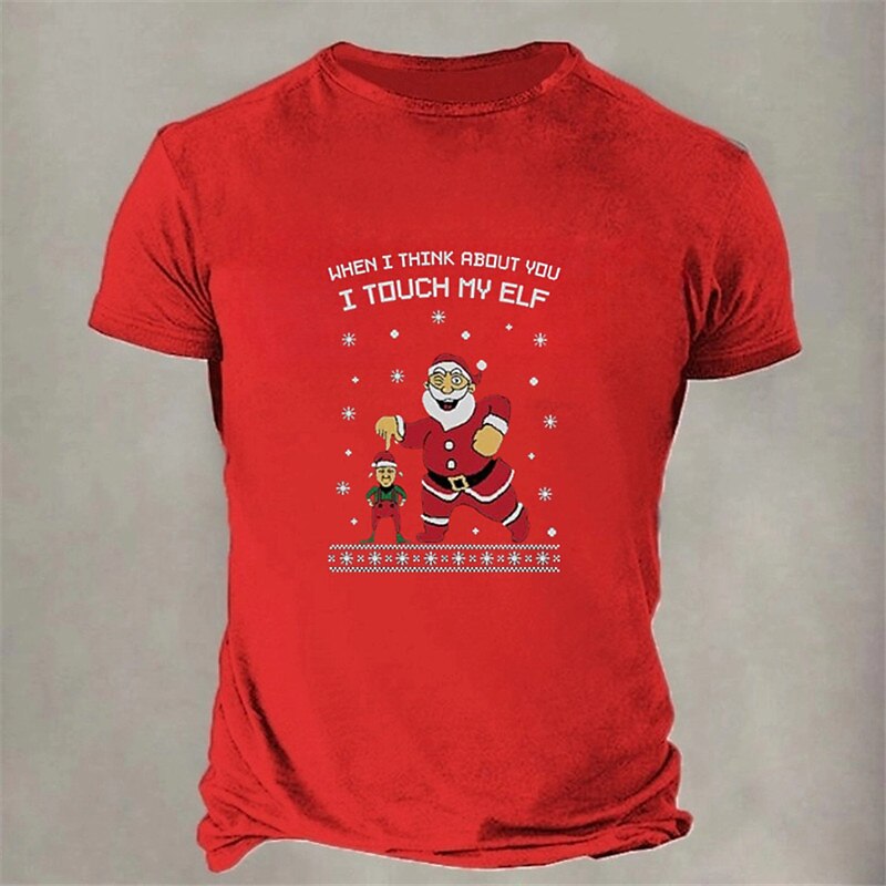Christmas Men's Santa Claus funny christmas T Shirt Cotton Short Sleeve Graphic Shirt Black Red Burgundy Comfortable Tee Sports Outdoor Holiday Fashion Designer Clothing4