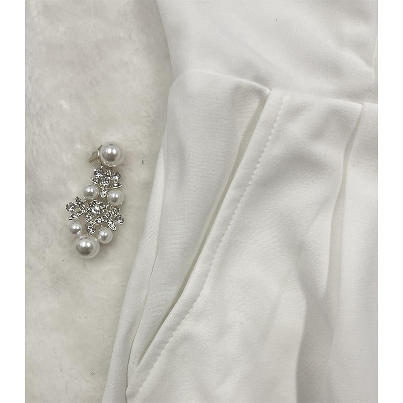 Women's Jumpsuit Clean Fit Wedding  High Waist Solid Color Strapless Streetwear Street Going out Regular Fit Sleeveless Red White Summer Fall3