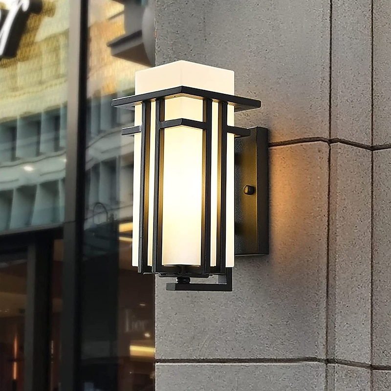 LED Wall Sconce Lighting Fixture IP65 Antique Wall Sconce Lantern External Waterproof Rustproof Aluminum Glass Lantern Wall Lamp Lantern Courtyard Garden Balcony Villa Decorative Lights 110-240V