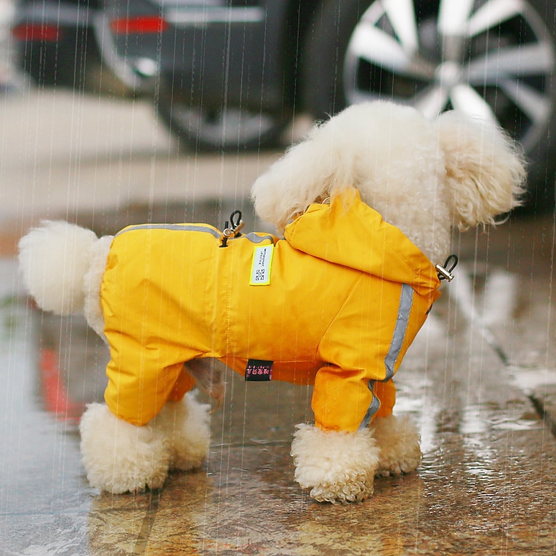 Dog Cat Rain Coat Rain Jacket Fashion Cute Winter Reflective Waterproof Breathable Soft Washable Outdoor Casual Daily Dog Clothing for Bichon Frise Pomeranian Baby Pet Papillon Small
