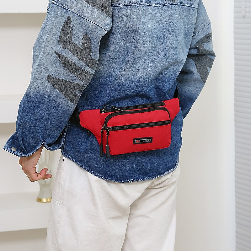 Men's Crossbody Bag Shoulder Bag Belt Bag Nylon Outdoor Daily Holiday Zipper Large Capacity Lightweight Durable Solid Color Lake blue Black Red3