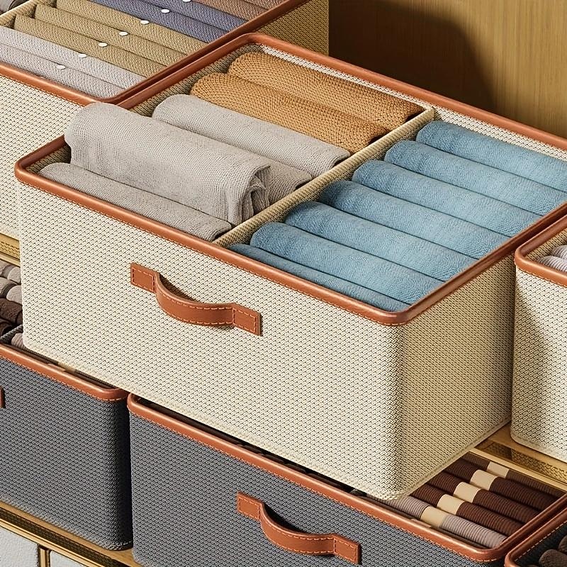Wardrobe Clothes Storage Box, Fabric Foldable Storage Box, Storage Organizer Case, Large Capacity Clothes Pants Underwear Socks Sorting Storage Case, Household Storage Organizer2