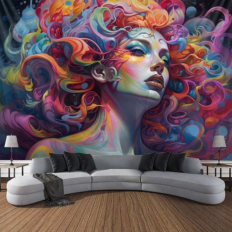 Graffiti Woman Hanging Tapestry Wall Art Large Tapestry Mural Decor Photograph Backdrop Blanket Curtain Home Bedroom Living Room Decoration3