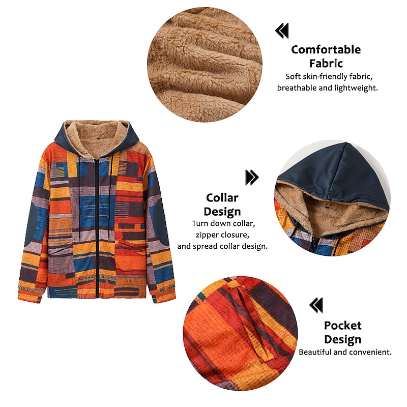 Men's Color Block Graphic Prints Hoodie Hoodies Sweatshirt Daily Classic Long Sleeve Hooded Vacation Holiday Going out Yellow Red Fleece Winter Designer4