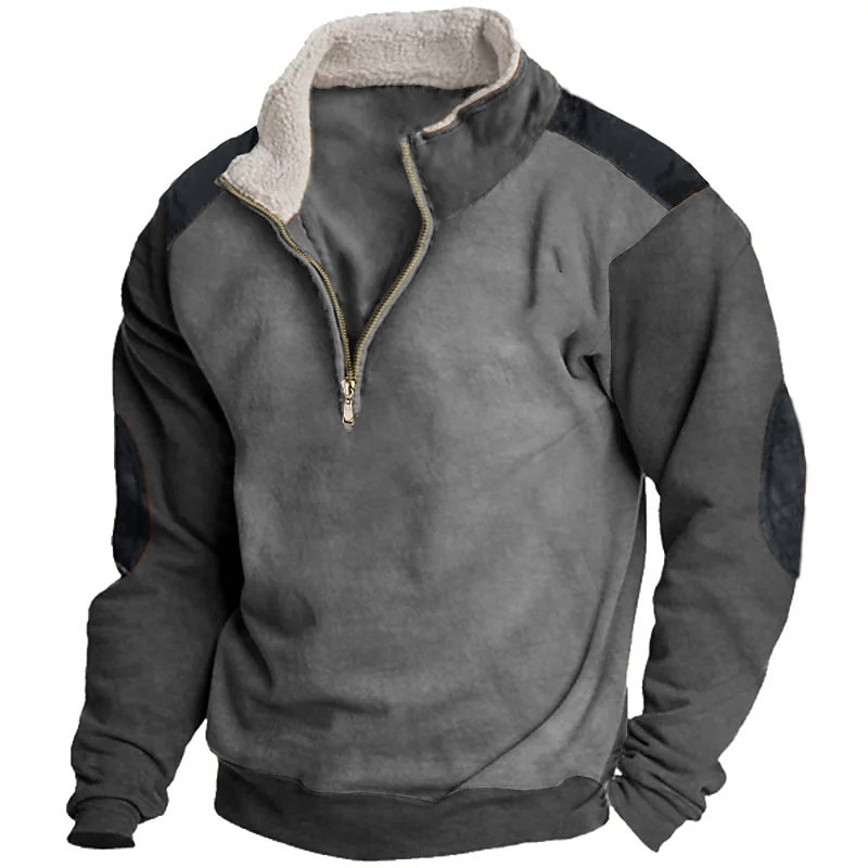 Men's Sweatshirt Zip Sweatshirt Tactical Green Gray Half Zip Color Block Patchwork Sports & Outdoor Daily Holiday Polyester Vintage Casual Thin fleece Fall & Winter Clothing Apparel Hoodies2