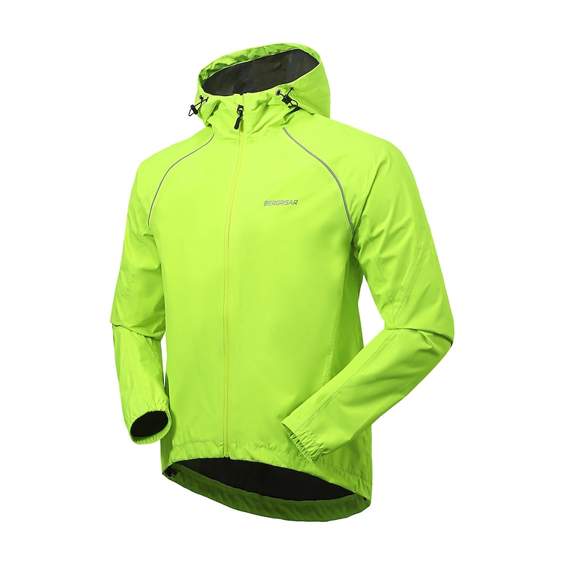 Men's Cycling Jacket Windbreaker Winter Waterproof Windproof Cycling Reflective Strips Bike Hoodie Tracksuit Mountain Bike MTB Road Bike Cycling City Bike Cycling Black Green Bike Wear