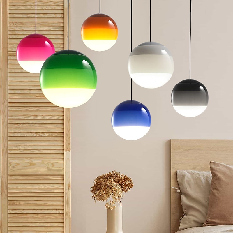 LED Pendant Lights Unique Gradient Color Glass Design MIni 15/25cm Pendant Lighting for Kitchen Island Lights Bedroom 1 Pack Warm White 110-240V
