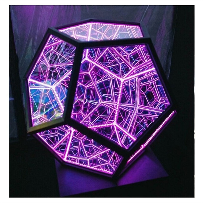 Infinite Dodecahedron Color Art Night Light Spiral Space Adjustable LED Party Lamp for Bedroom Kids Room 110-240V4