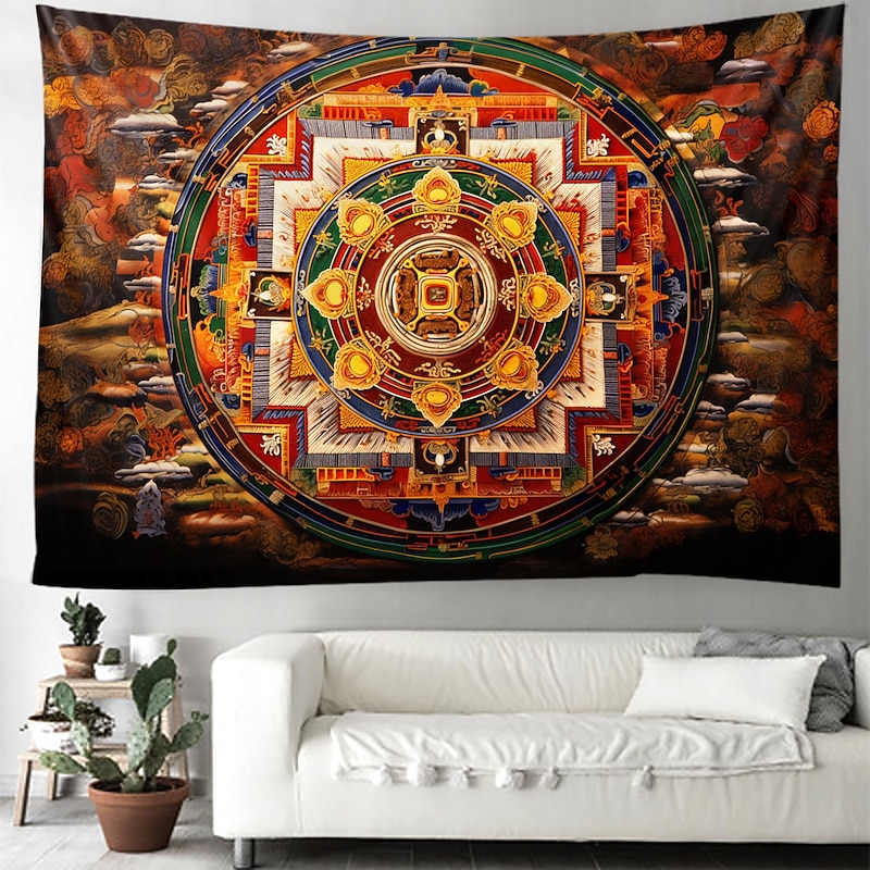 Indian Mandala Hanging Tapestry Wall Art Large Tapestry Mural Decor Photograph Backdrop Blanket Curtain Home Bedroom Living Room Decoration 12