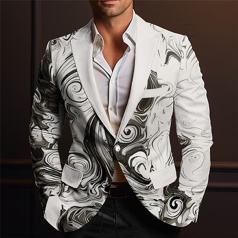 Men's Embossed Relief Pattern Long Sleeve Turndown Vintage Business Work Wear to work Going out Buttons Print Multi Pocket