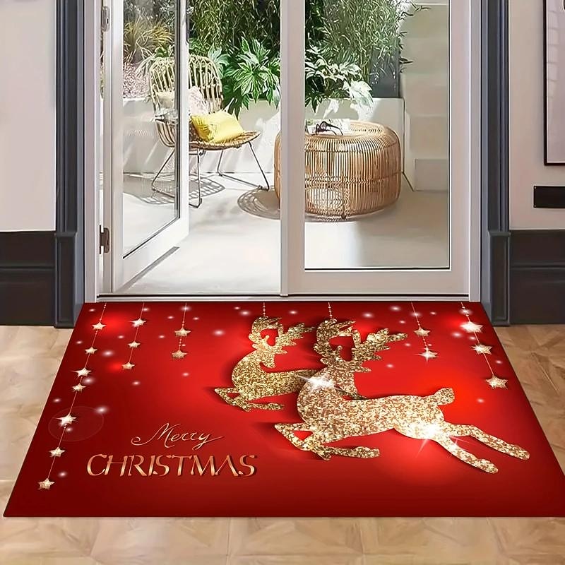 Christmas Decor Christmas Doormats Floor Mats, Anti-Slip Christmas Welcome Floor Mats Christmas Tree Front Doormat For Indoor Outdoor Home Garden2