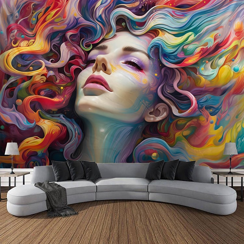 Graffiti Woman Hanging Tapestry Wall Art Large Tapestry Mural Decor Photograph Backdrop Blanket Curtain Home Bedroom Living Room Decoration2