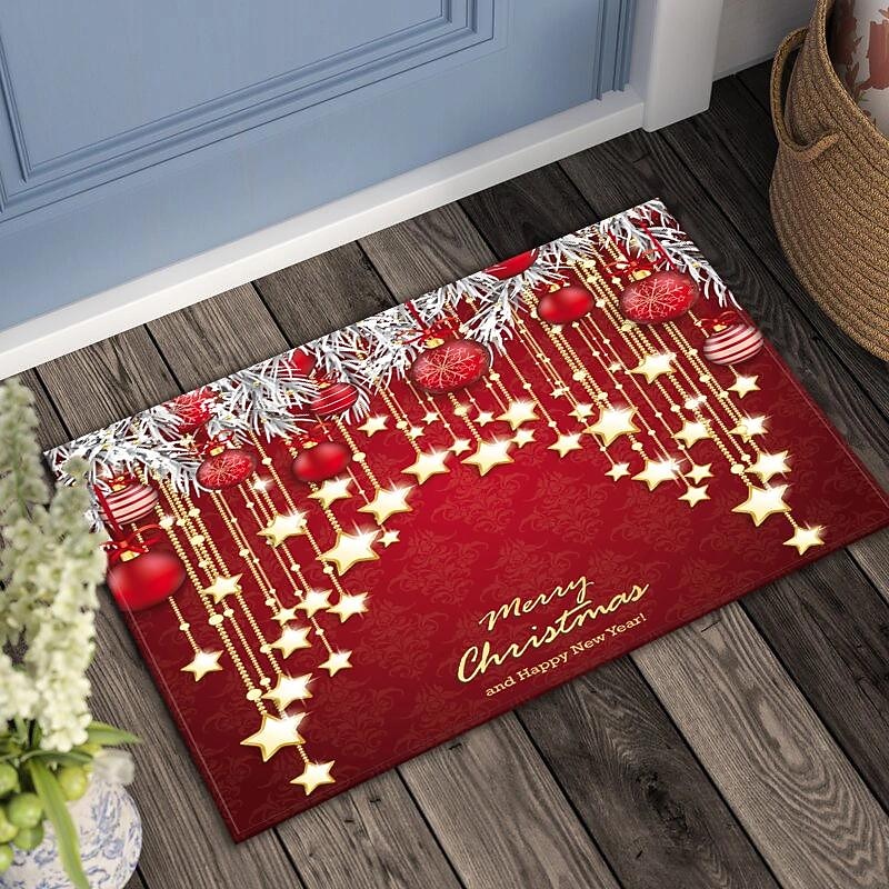 Christmas Doormat Holiday Door Mat Winter Christmas Deer Indoor/Outdoor Welcome Mat Floor Door Mat for Home Decoration Red Christmas Rug Entryway Front Porch Farmhouse Decor2