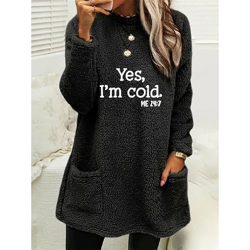 Women's Loungewear Top Letter Casual Comfort Home Street Bed Polar Fleece Warm Breathable Crew Neck Long Sleeve Pullover Pant Pocket Fall Winter Home Outfits2