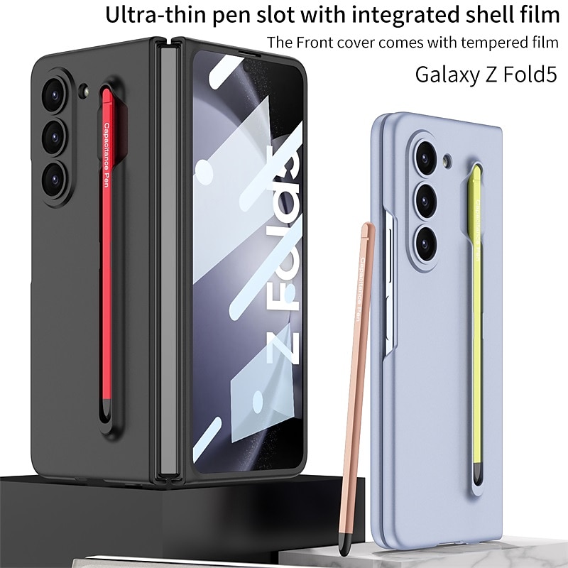 Phone Case For Samsung Galaxy Z Fold 5 Flip Cover Pencil Holder Full Body Protective with S Pen PC