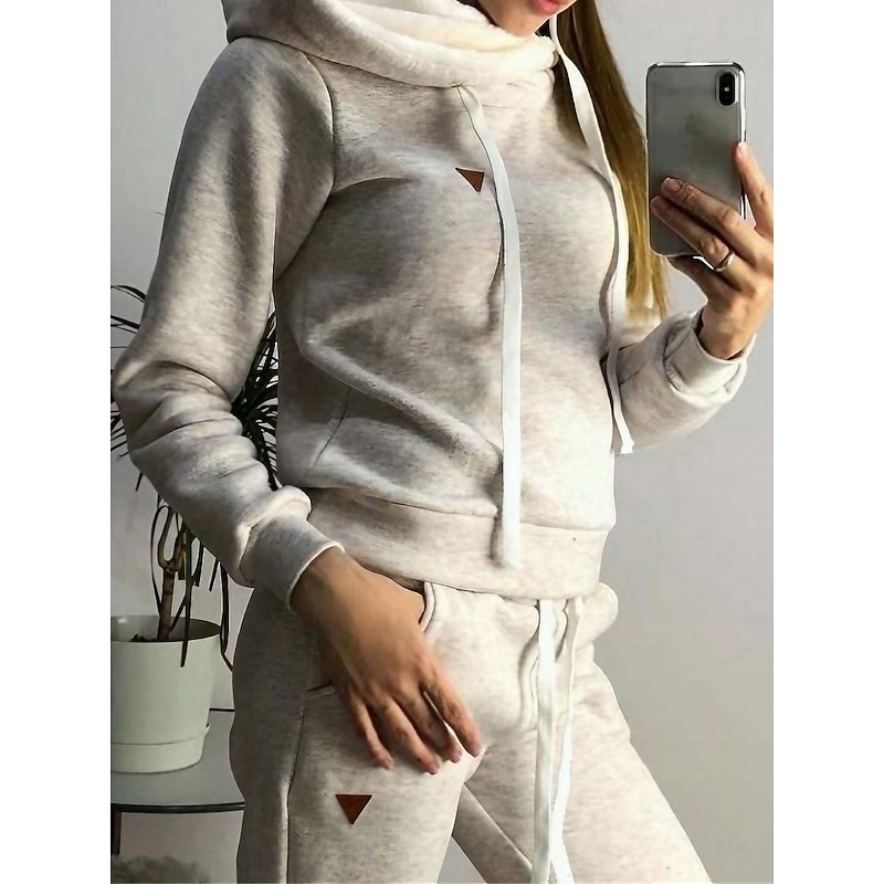 Women's Pajamas Sets Warm Fashion Plush Pure Color Hoodie Pant Home Daily Bed Long Sleeve Hoodie Black Pink Blue Light Grey Fall Winter4