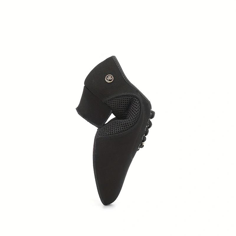 Women's Black Breathable Latin Dance Shoes, Lace - Up Ballroom Dance Sneakers with Suede Sole for Comfortable Practice4