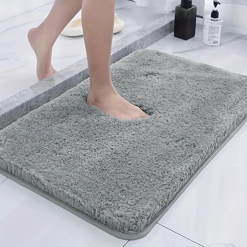 1pc Soft And Comfortable Thick Plush Bath Mat Non-slip For Bathroom, Bedroom, Living Room, Water Absorption And Anti-Slip Design Fall Decor