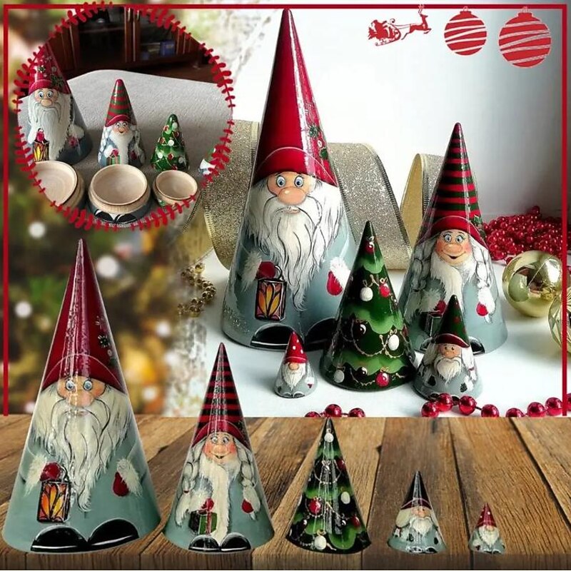 Christmas Handmade Scandinavian Gnome Wooden Nesting Dolls, Adorable Stocking Stuffers for Kids, Festive Xmas Decorations for Holiday Cheer3
