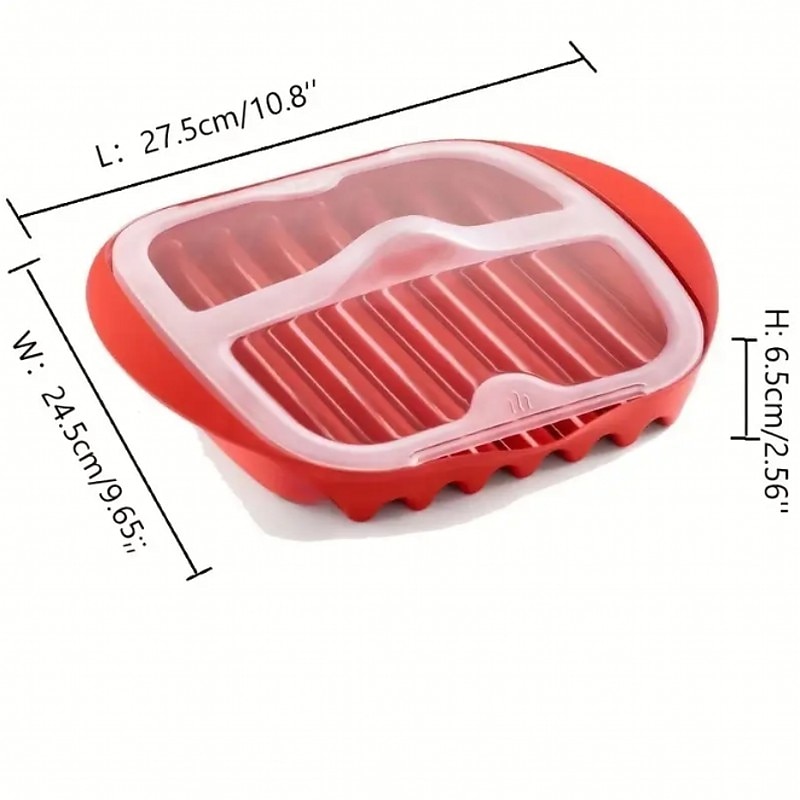 Washable Microwave Bacon Inserts Cooker Healthy With Lid Home Food Grade No Spatter Baking Tray Bacon Baking Tray Microwave Oven Meat Baking Tray Microwave Oven Bacon Tray Microwave Oven Bacon2