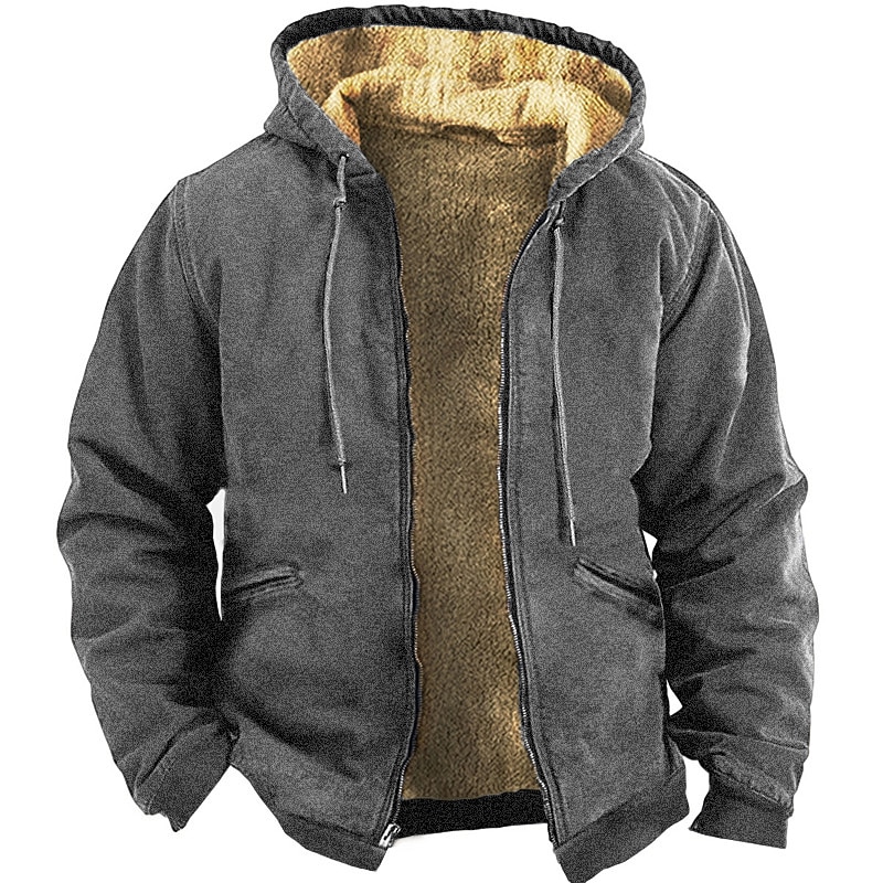 Men's Full Zip Hoodie Jacket Brown Brown 2 Gray Hooded Graphic Prints Zipper Casual Daily Holiday 3D Print Fleece Designer Thin fleece Winter Clothing Apparel Hoodies Sweatshirts  Long Sleeve3