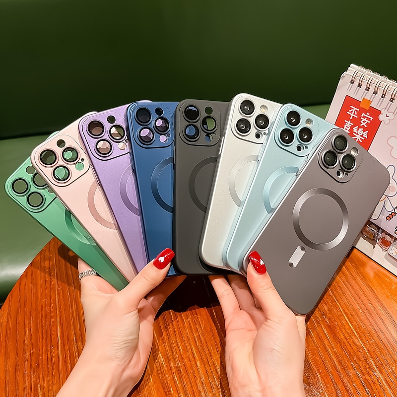 Phone Case For iPhone 17 Pro Max 17 Air 16 15 14 Pro Max Plus 13 12 11 Pro Max With Magsafe Camera Lens Protector Support Wireless Charging Matte Frosted Solid Color TPU