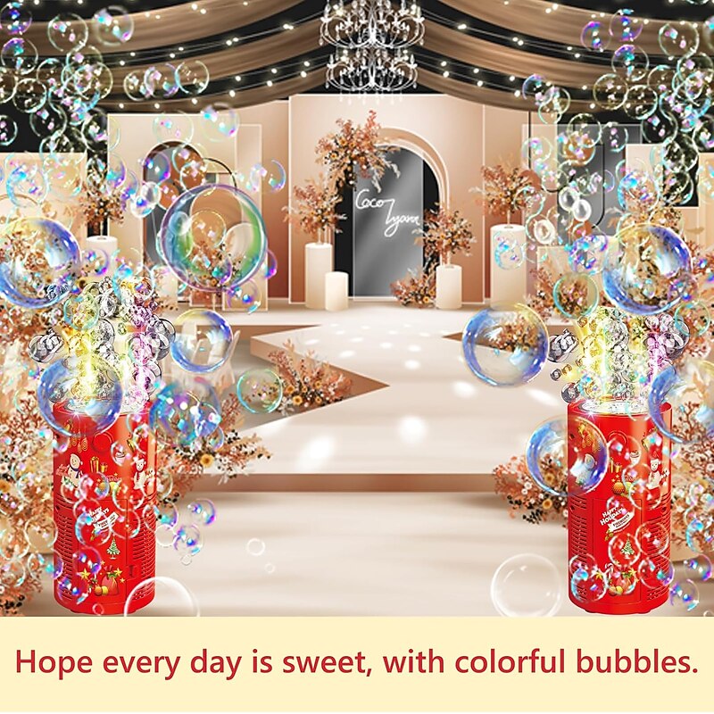 Happy Bubble Machine 13 Holes With Lighting And Sound Effects Holiday Party Bubble Machine Christmas ,Halloween ,Thanksgiving Gifts for Christmas Gifts2