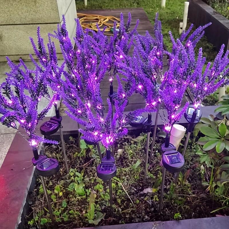 2pcs LED Solar Outdoor Garden Lights, Artificial Lavender Flowers, Outdoor Waterproof Decorative Landscape Lights, Bright Colors, Used in Courtyard Gardens, Flower Beds, Lawns, Campsites, Christmas4