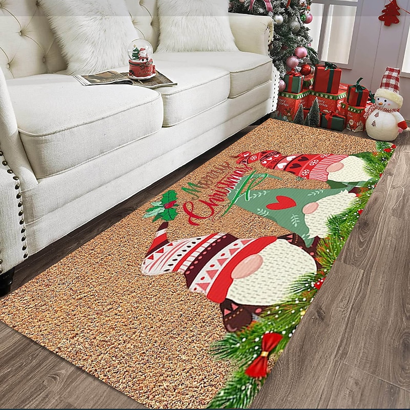Christmas Decorations Xmas Area Rug Gnomes Non Slip Floor Mat Bedside Livingroom Bedroom Indoor Outdoor2