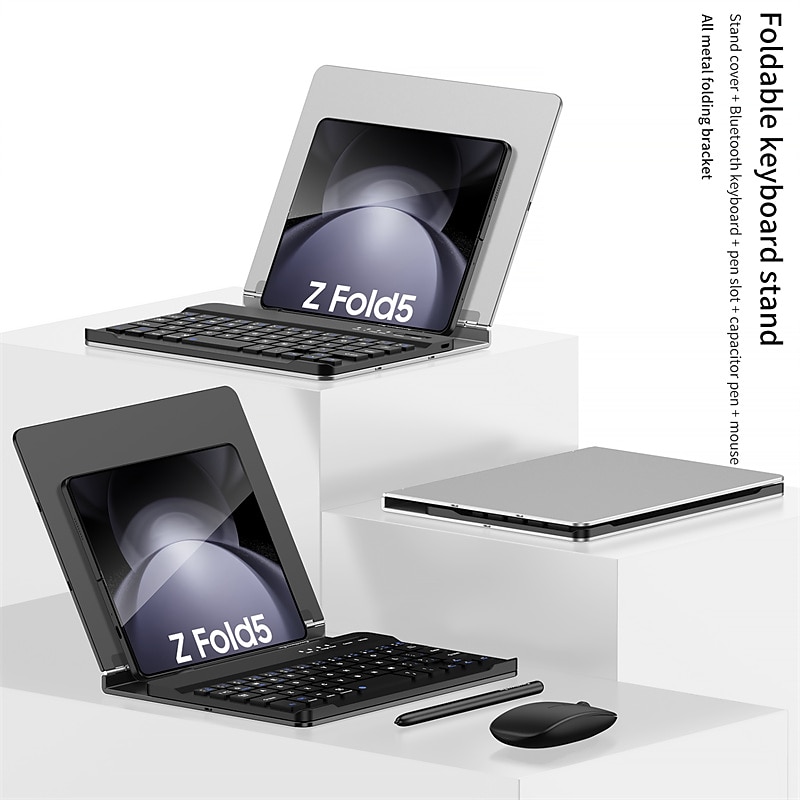 Phone Case For Samsung Galaxy Z Fold 7 Z Fold 6 Z Fold 5 Z Fold 4 Z Fold 3 Back Cover with Keyboard Magnetic Full Body Protective TPU