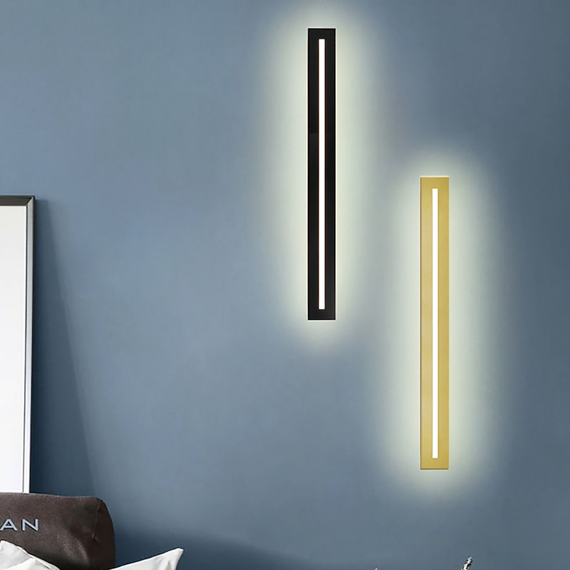 Modern LED Wall Light, Indoor/Outdoor IP65 Waterproof Garden Light40/60/80/100/120cm Black Long Stripe Wall Light, Terrace Corridor Bedroom Living Room Wall Light 110-240V