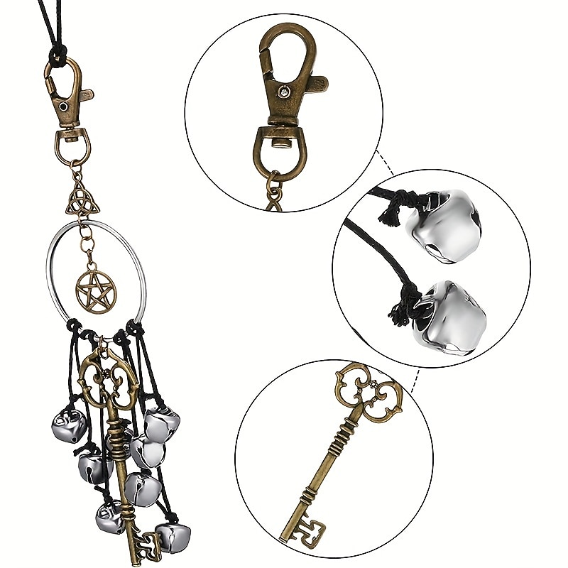 1pc, Witch Bells Witchcraft Decor Gifts, Magic Pagan Wall Home Room Door Knob Decorative, Witches Runes Wiccan Altar Supplies2