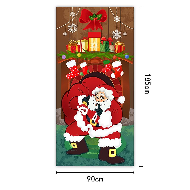Christmas 3D Stickers Waterproof Door Stickers Xmas Door Mural Peel Self Adhesive Wallpaper PVC Sticker Removable Wall Decal for Home Office Decoration2