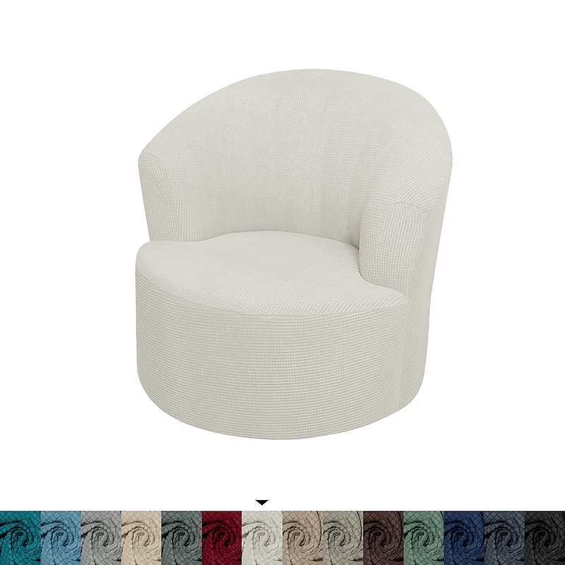 Stretch Swivel Chair Cover Burgundy Club Chair Casual Chair Slipcover Accent Modern Style Round Arm Chair Cover Furniture Protector Thicken Spandex Jacquard Slipcover Washable 15