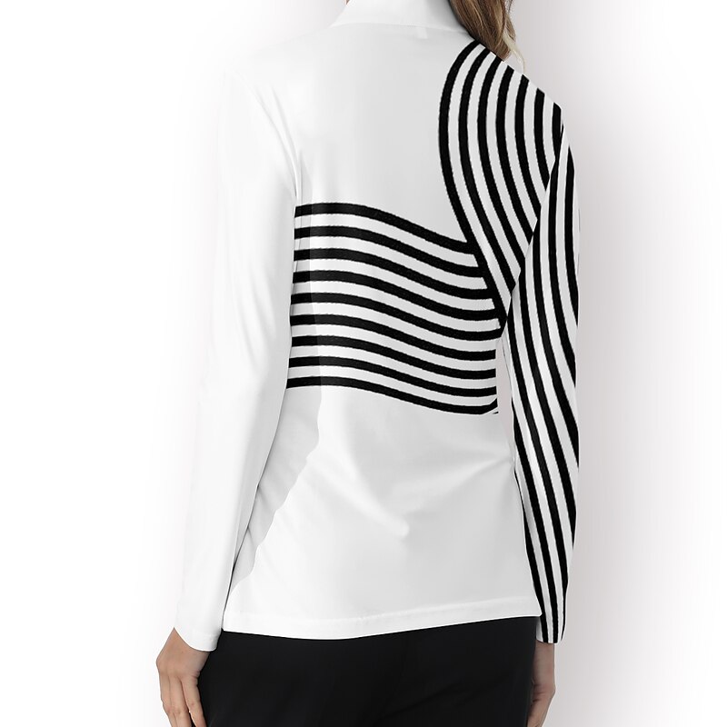 Women's Golf Polo Shirt Light Pink Red Black White Long Sleeve Sun Protection Top Stripes Fall Winter Ladies Golf Attire Clothes Outfits Wear Apparel2