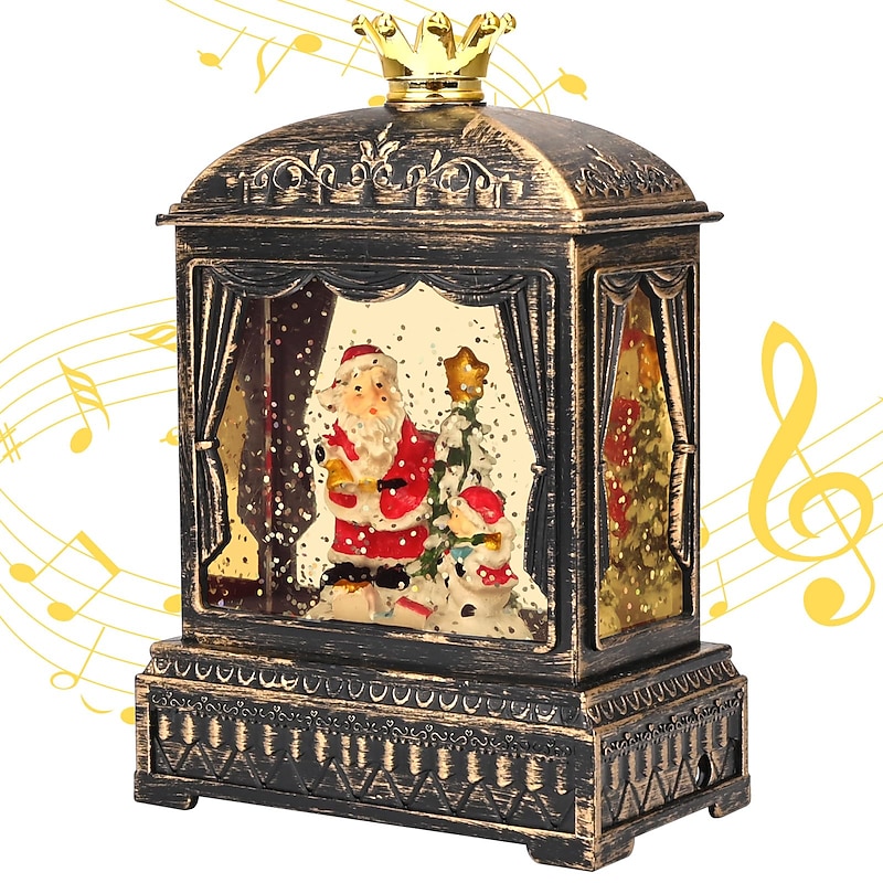 Christmas Snow Globes That Light Up, Christmas Santa Lantern Snowglobe with USB+8 Music, Water Lantern Snow Globe Decor Gift for Kids(5.7”x4”)2