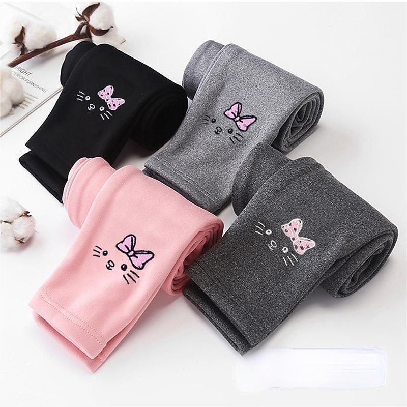 Kids Girls' Leggings Animal Active School Cotton 7-13 Years Spring YM fleece leggings-pink YM fleece pants-bear black YM fleece pants-bear light gray3