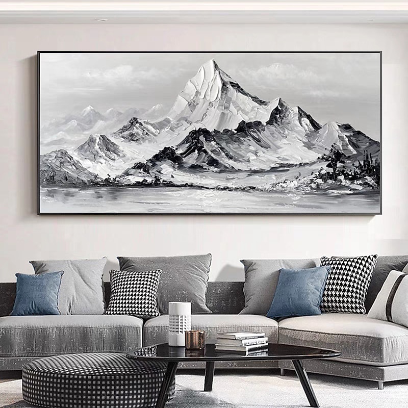 Mintura Handmade Snowy Mountain Oil Paintings On Canvas Wall Art Decoration Modern Abstract Landscape Picture For Home Decor Rolled Frameless Unstretched Painting3