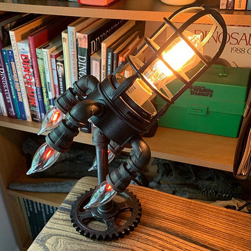 Rocket Lamp Hand Crafted Decorative Lamp Adjustable Brightness Steampunk Rocket Lamp Party Decoration 24cm 9.5inch2