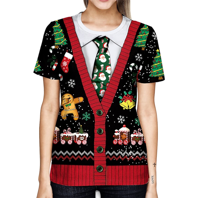 Christmas T-shirt Cartoon Manga Print Graphic T-shirt For Couple's Men's Women's Adults' 3D Print Party Festival3