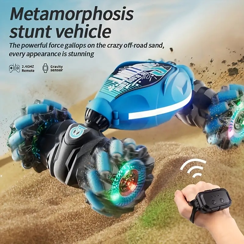 4WD Gesture Sensor Toy Car Double-Side Rotation Off-Road Vehicle360 Flip With Light And Music Birthday Toy Car Hand Controlled RC Car Festival Thanksgiving Gift