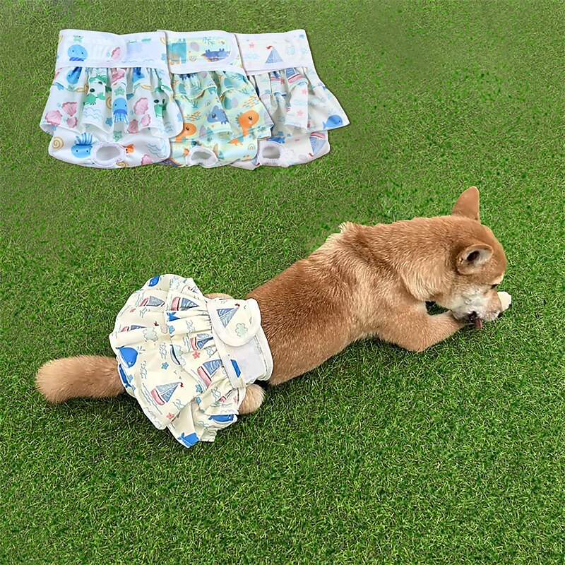 Dog Cat Dog Physiological Menstrual Pants Fashion Casual Breathable Soft Washable Comfortable Bed Casual Daily Dog Clothing for Pomeranian Baby Pet Papillon Small