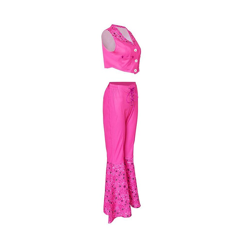 Pink West Cowgirl Outfit Doll Pants Vest Scarf Women's Movie Cosplay Y2K Halloween Carnival Masquerade4