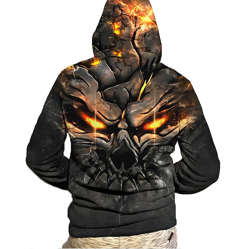 Men's Skull Graphic Prints Hoodie Hoodies Sweatshirt Designer Casual Long Sleeve Hooded Daily Sports Black Red Zipper Print Fall & Winter Designer4