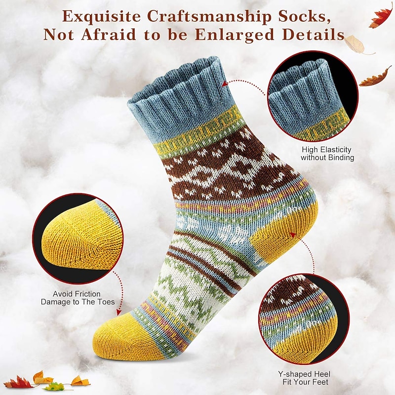 5PCS Christmas Socks Winter Gifts for Women Warm Thick Soft Wool Socks Christmas Gifts Socks Cozy Crew Socks3