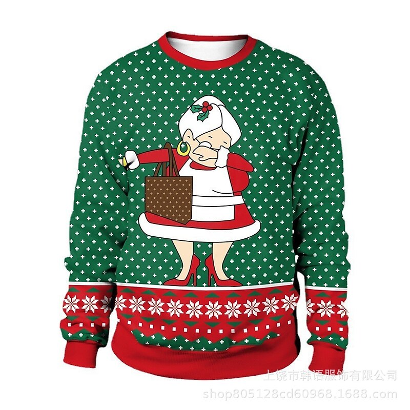 Santa Claus Ugly Christmas Sweatshirt Cat Dog Funny Top For Men's Women's Couple's Adults' 3D Print Party Casual Daily3