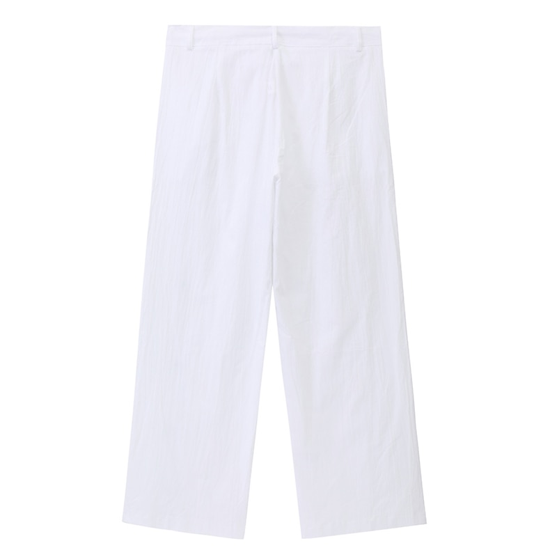 Men's Linen Pants Trousers Summer Pants Beach Pants Drawstring Side Button Straight Leg Plain Comfort Breathable Ankle-Length Casual Daily Holiday Fashion Classic Style Black White3
