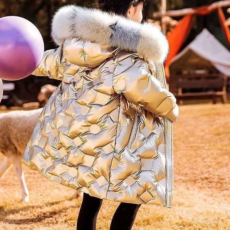 Kids Girls' Down Coat Kids Puffer Jacket Active Zipper School Cotton Coat Outerwear 4-13 Years Winter Black Sky Blue Dark Green4