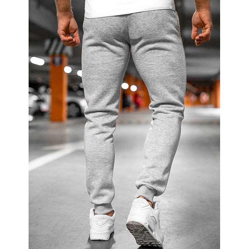 Men's Sweatpants Joggers Pocket Drawstring Elastic Waist Plain Comfort Breathable Outdoor Daily Going out Fashion Casual Black Light Grey3